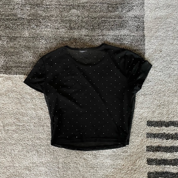 Garage Cropped Mesh Rhinestone Tee - Picture 3 of 3